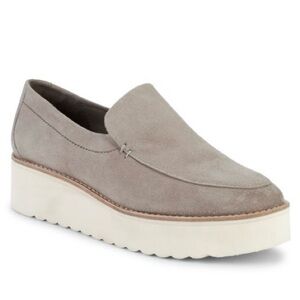 Vince Zeta Suede Slip-On Platform Wedge Loafers Size 8M